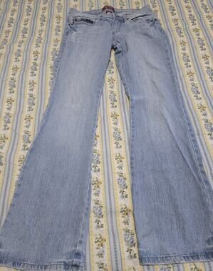 Tyte Jeans Sz 9 X32 BootCut Denim Blue Distressed Light Wash